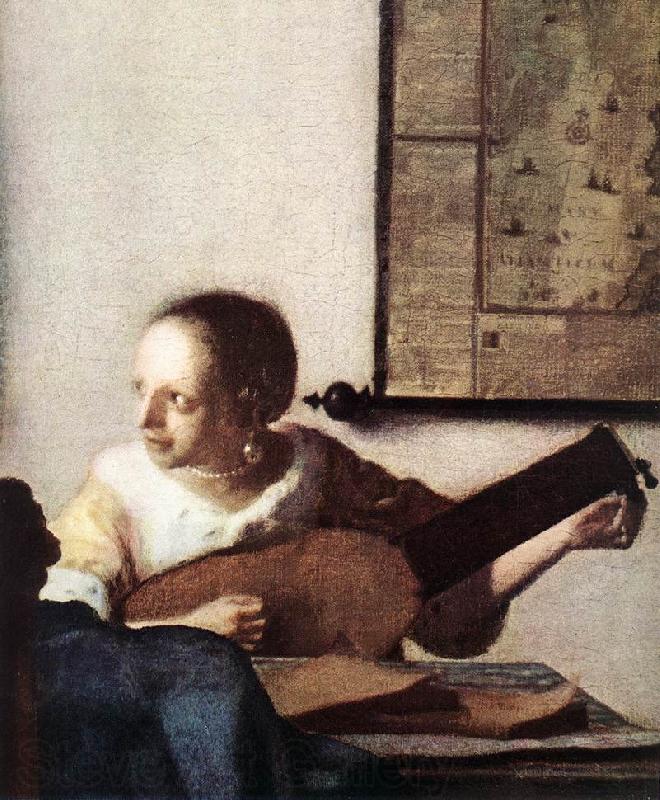 VERMEER VAN DELFT, Jan Woman with a Lute near a Window (detail) wt Norge oil painting art